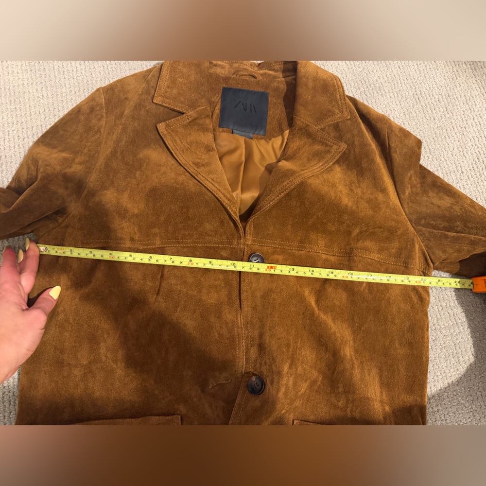 Zara Brown Suede Leather Coat - Picture 6 of 6